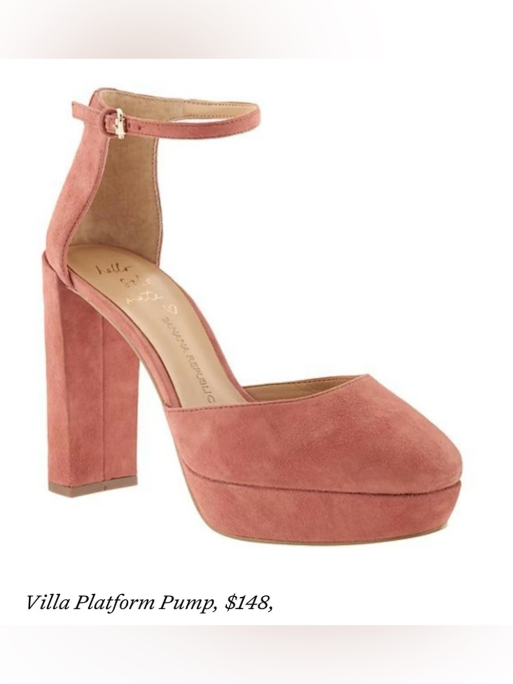 Banana Republic Villa Platform Blush Suede Ankle Strap Chunky Heels - Size 7.5